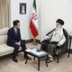 Iranian President Hassan Rouhani, Japanese Prime Minister Shinzo Abe, and Ayatollah Ali Khamenei meet in Tehran on June 13.