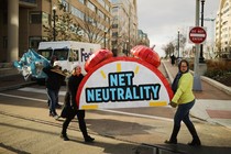 Protestors after a rally opposing the repeal of net-neutrality