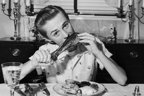 A woman eating