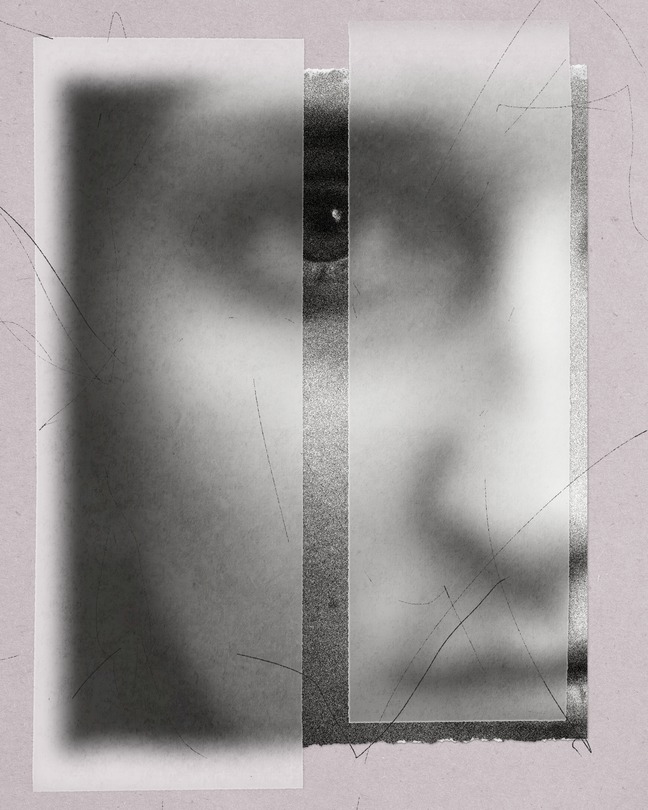 illustration showing blurry face of a woman