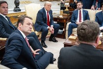 Trump and J.D. Vance meeting with NATO Secretary-General Mark Rutte at the White House