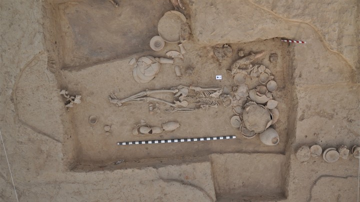 A burial site being excavated