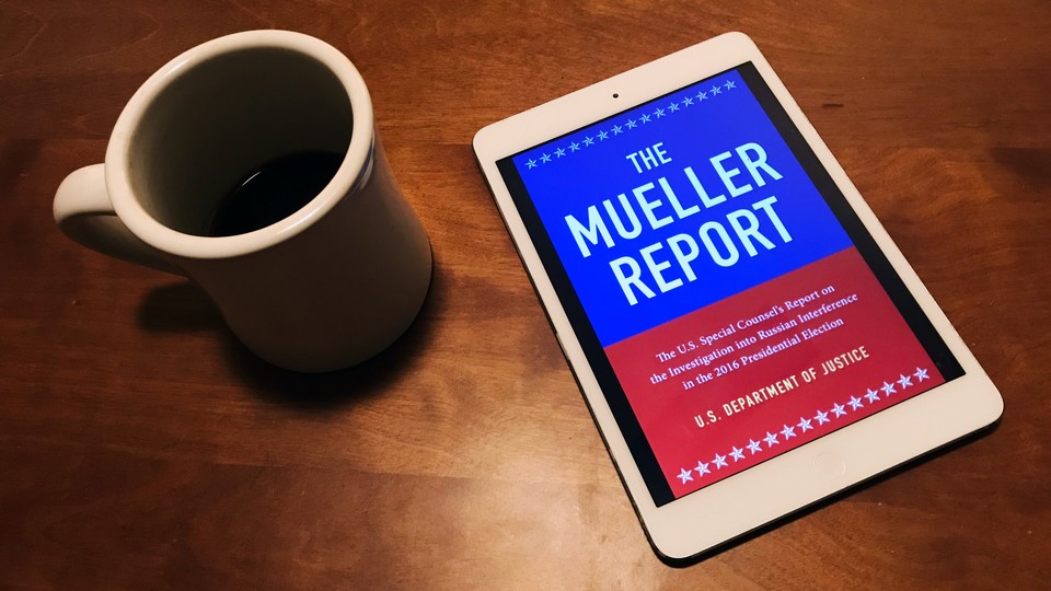 The Mueller-report ebook on a tablet screen
