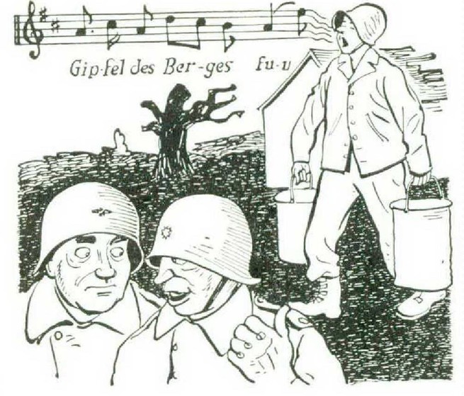 A black and white illustration for Kurt Vonnegut's 'Der Arme Dolmetscher'