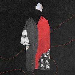 An illustration of Amy Coney Barrett, judicial robes, and a dress from