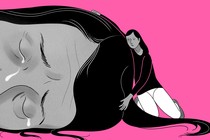 An illustration of a daughter consoling her mother