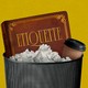 An illustration of a book that says "etiquette" is in the trash can