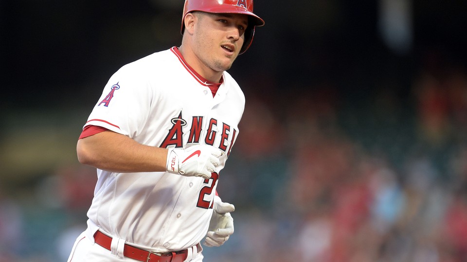 Mike Trout during a Los Angeles Angels game