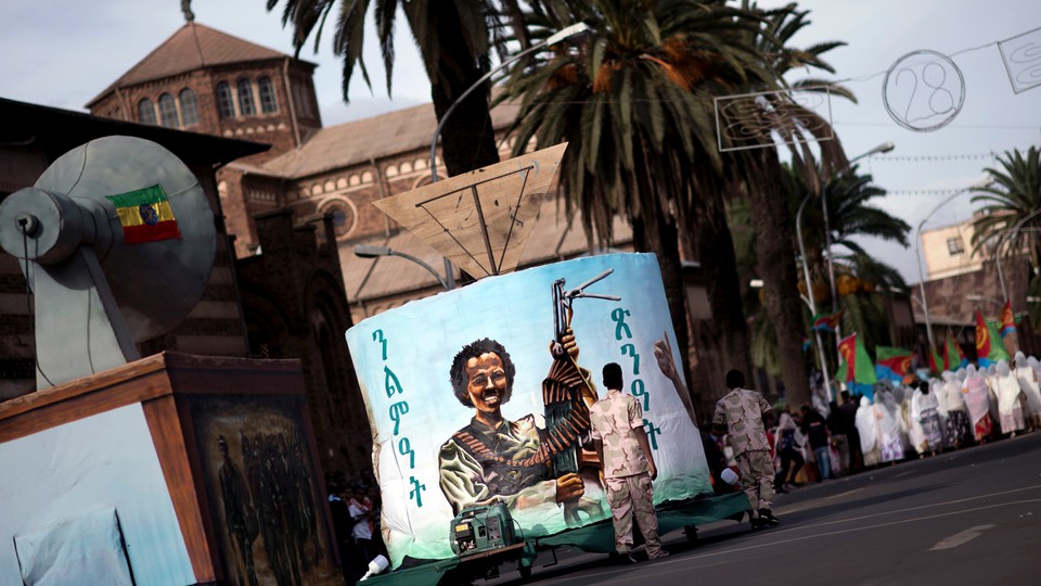 Picture showing military parade in Asmara, Eritrea.
