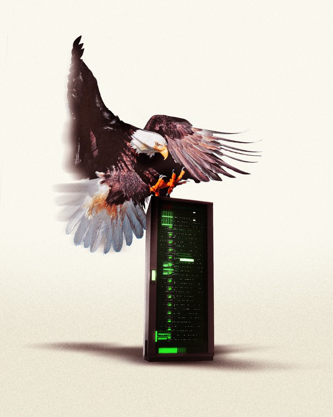 An eagle swooping in on a server