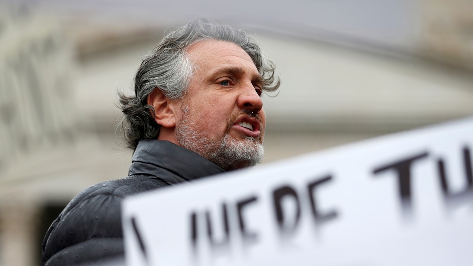 Del Bigtree speaks at a demonstration against mandatory vaccinations and protesting SB 5841, in Olympia, Washington, U.S. February 20, 2019.