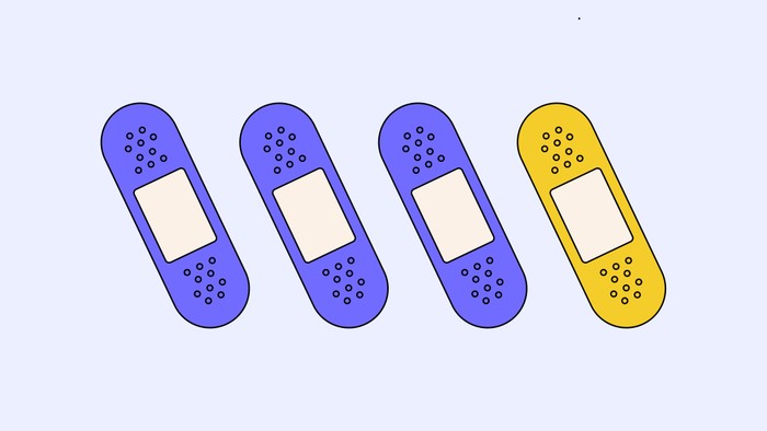 Cartoon of four band-aids