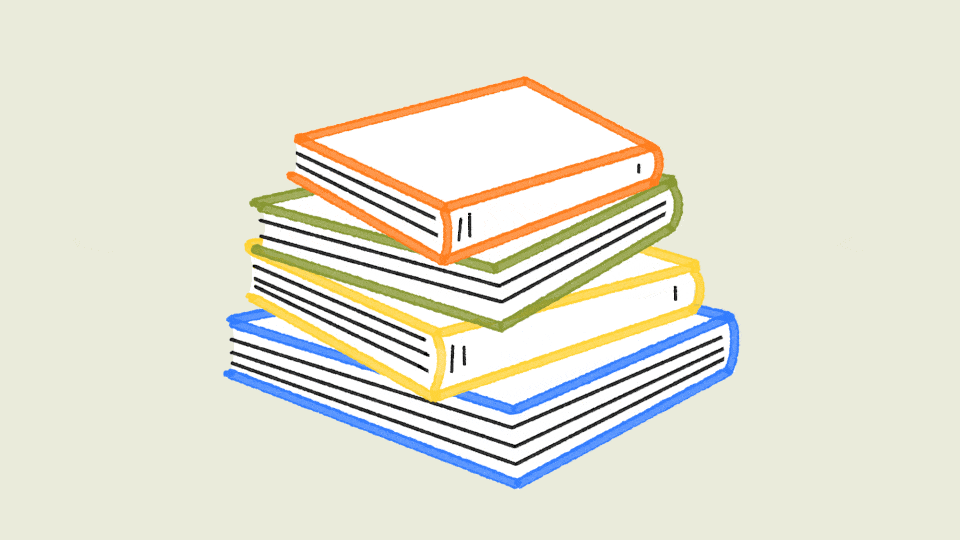 Gif of a stack of colored books that slowly disappear until none remain