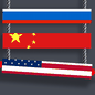A ladder featuring Russian, Chinese, and American rungs. The American rung is shaped like a syringe.