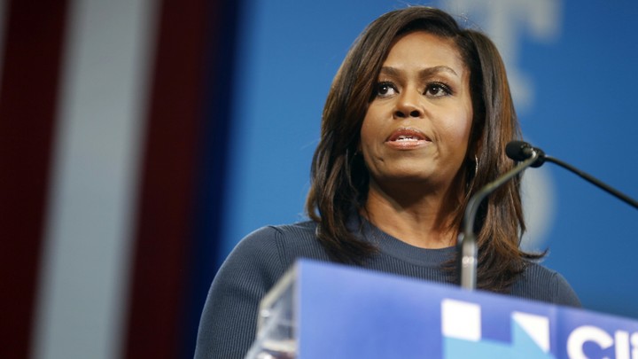 Michelle Obama speaks during a campaign rally for Hillary Clinton in Manchester, New Hampshire, on October 13, 2016.