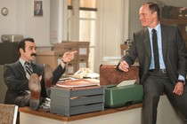 Justin Theroux and Woody Harrelson, in character on HBO’s ‘White House Plumbers’