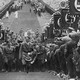 A photo of Hitler walking in a Nazi military parade