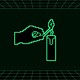 A pixelated hand lights a candle, set against a green-and-black-grid