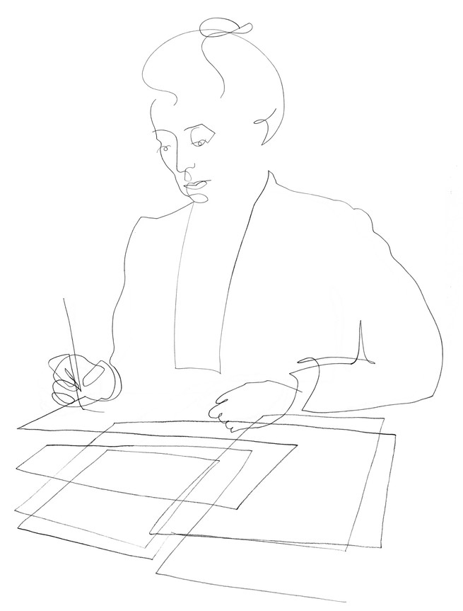 illustration of a woman writing