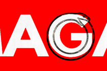 Illustration of MAGA with a snake eating its tail over the letter "G."