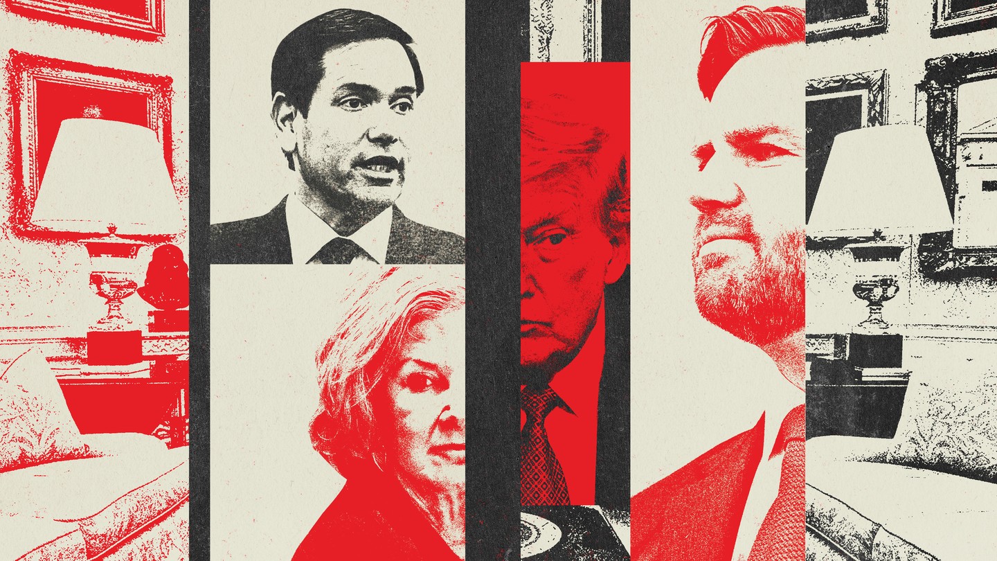 A photo collage of President Donald Trump, J. D. Vance, Marco Rubio, and Susie WiIes.