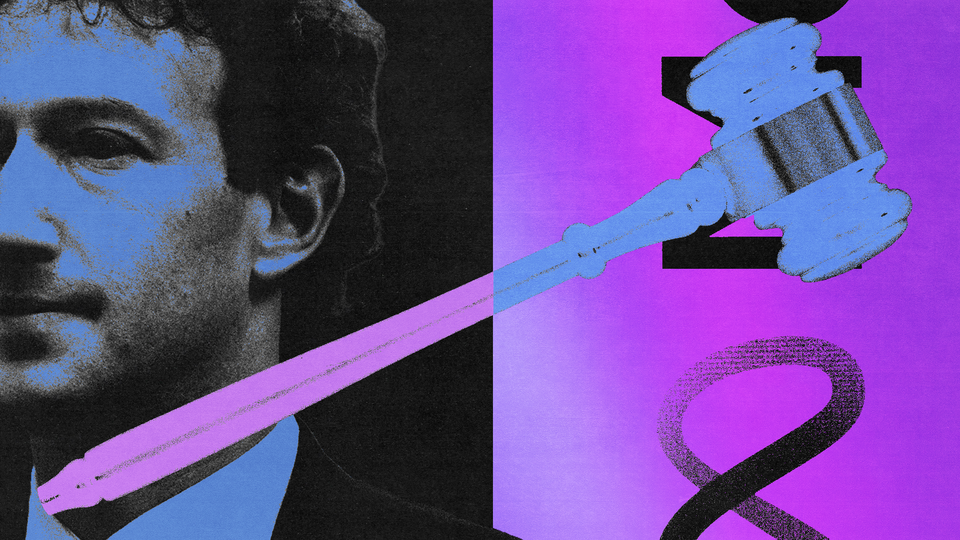 A photo collage of Mark Zuckerberg and a judge's gavel