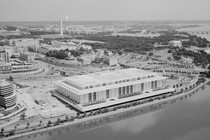 Black-and-white photo of the Kennedy Center