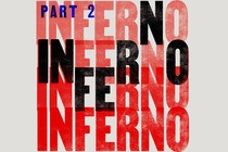 Part 2 is in blue text at the top left hand side. The word Inferno is repeated in black and red text set in a white background.