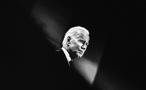 President Biden looking stern during a speech