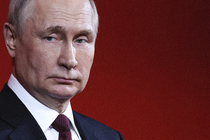 Close-up of Putin looking disappointed