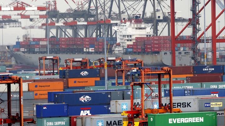A dock covered in shipping crates