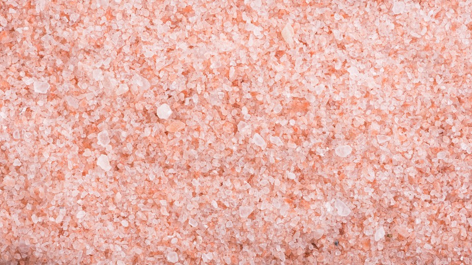 A close-up of pink Himalayan salt crystals