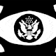Blinking eyes with federal-government logo in pupil