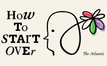 A single line drawing depicts a human profile sprouting off into a colorfully drawn flower. The series title “How to Start Over” frames the rendition.