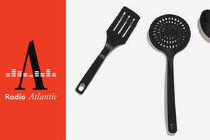 Photos of black plastic utensils