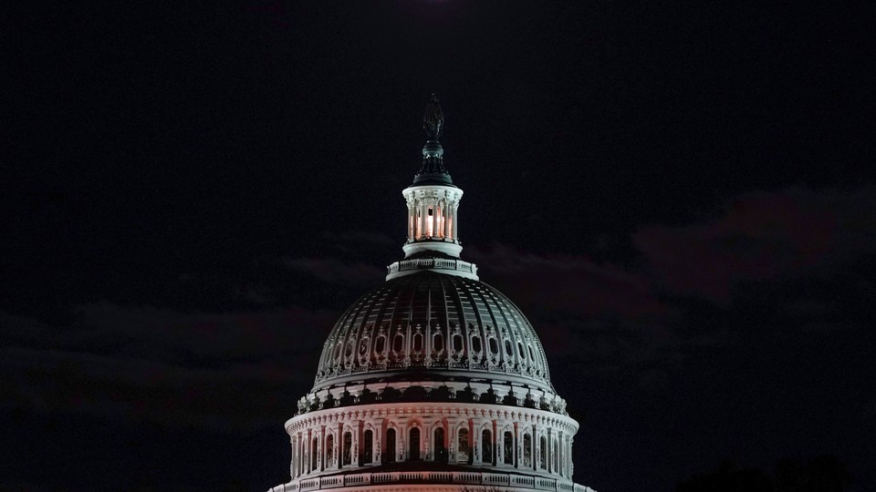 The U.S. Capitol at night