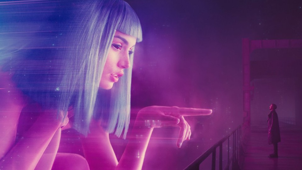 A still from 'Blade Runner 2049' featuring Joi and K