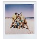 Two polaroids side by side of characters from 'Fire Island' vacationing on the beach