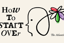 A single line drawing depicts a human profile sprouting off into a colorfully drawn flower. The series title “How to Start Over” frames the rendition.