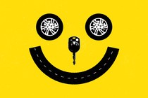 Smiley face composed of car parts