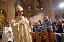 Archbishop Joseph Naumann processes through the Basilica of the National Shrine of the Immaculate Conception in Washington, D.C.