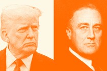 A photo of Donald Trump and FDR