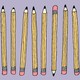 A row of pencils pointing upward, with just one pencil facing down