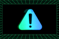 Animation of a glitching warning sign