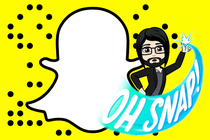 The Snapchat logo with a Bitmoji saying "Oh snap!"