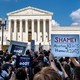 Abortion-rights protesters outside the U.S. Supreme Court building