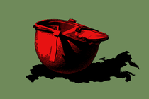 Illustration of a helmet on a map of Russia.