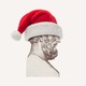 a Philosopher's bust with santa hat