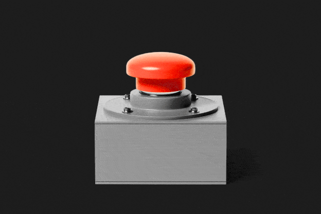 An illustration of a red button being pushed.