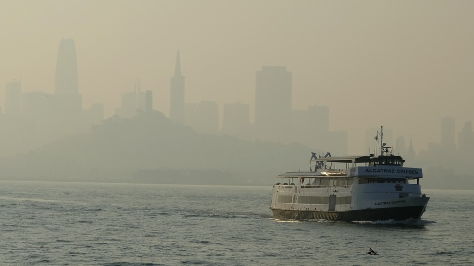 Smoke over the San Francisco skyline